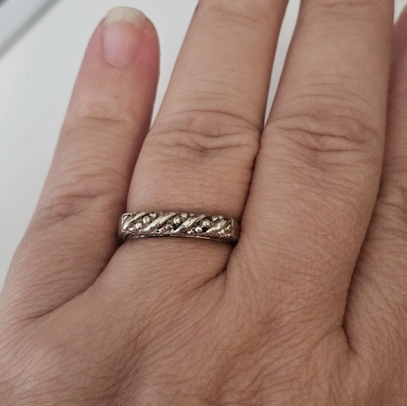 Designer Signed PD Sterling Silver Tall Flat Stacking Ring, Size 8, 2.7g - Picture 4 of 9